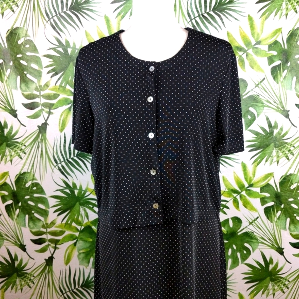 Ronni Nicole Black & White Polka Dot 2 Piece Dress (Size: 16)